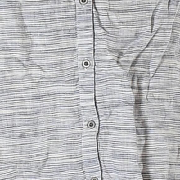 Medium Lucky Brand linen off shoulder striped sleeveless ruffled button blouse - Picture 3 of 5